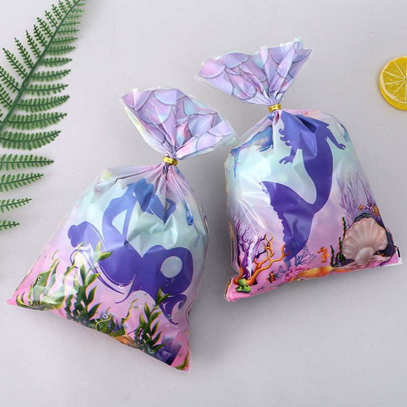 

50 PC PLASTIK BINGKISAN KEMSAN KUE COOKIES SNACKTUMBLER HAMPERS MOTIF MERMAID UNDER THE SEA