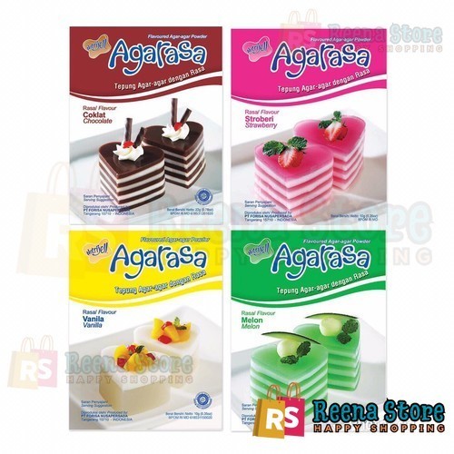 

Agarasa 20 gr, 10 gr, rasa coklat, melon, strawberry, vanila - Reena Store