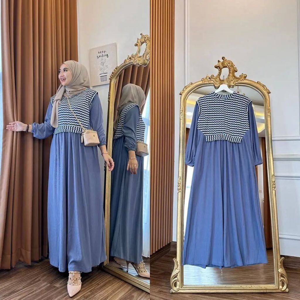 Gamis Wanita Elegan Mewah Clara Knit Dress BL Size M L XL XXL XXXL 3XL LD 95-130 cm Jumbo Bahan Knit