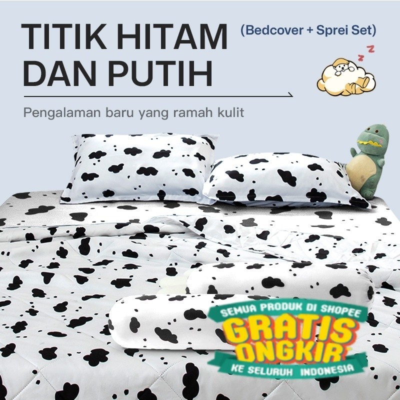 Selimut BedCover + Sprei Ukuran 160x200CM Bedcover Motif Aeshtetic Minimalis Anti Luntur Motif Lucu 