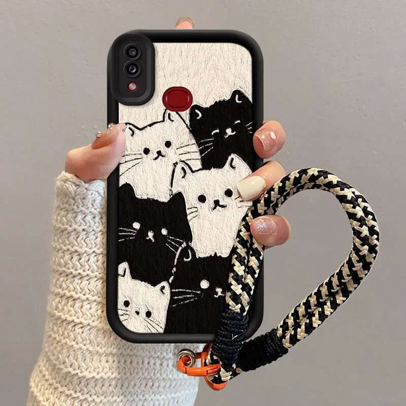 Case Vivo Y91C Y91i Y91 Kucing hitam dan putih Kartun Avatar (Without Lanyard)