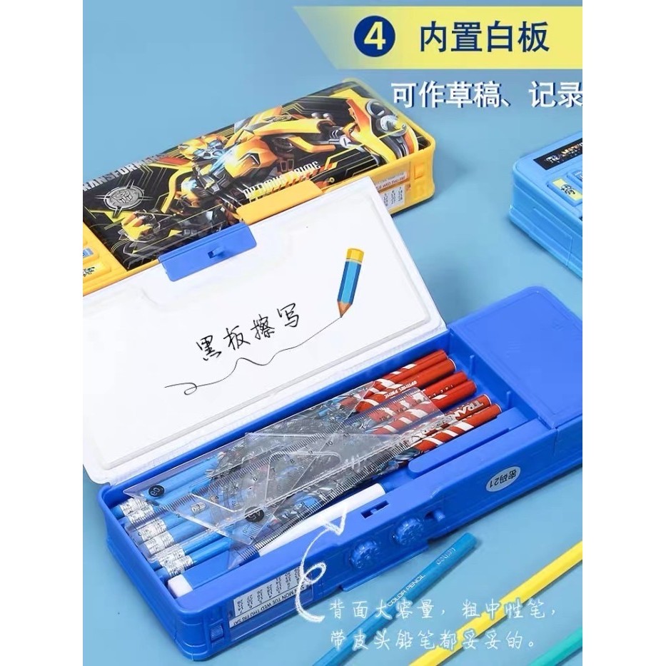 

✨LARIS✨ -KOTAK TEMPAT PENSIL ANAK KARAKTER TRANSFORMERS MAGNET/ SANDI /PASSWORD - Biru Tua