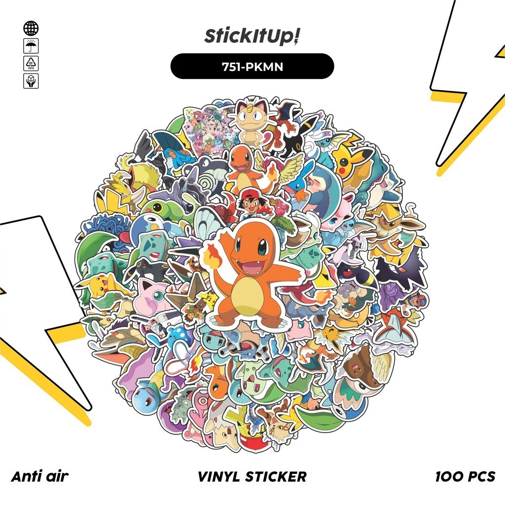 

COD✨ 100 Pcs Stiker Pack Pokemon V3 Lucu Aesthetic Vynil Waterproof untuk Freebies Sticker Buku Journal Casing HP Laptop