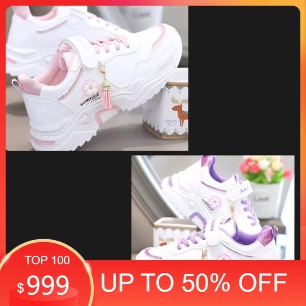 NEW - Sepatu Sneakers Putih Warrior Anak Perempuan Usia 3 4 5 6 7 8 9 10 11 12 Tahun Sepatu Kets Kas