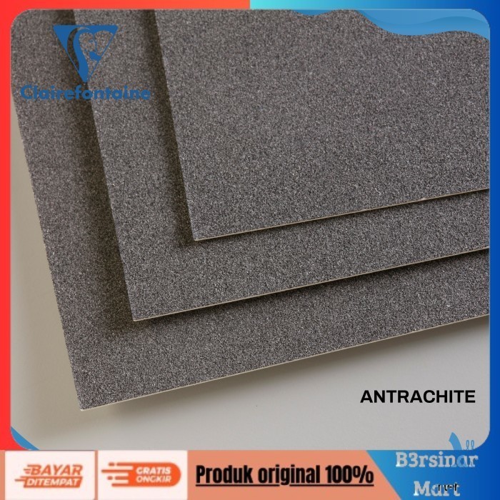 

[KUALITAS TERBAIK] Kertas Gambar Clairefontaine Pastelmat Pastel Paper Sheet - ANTHRACITE