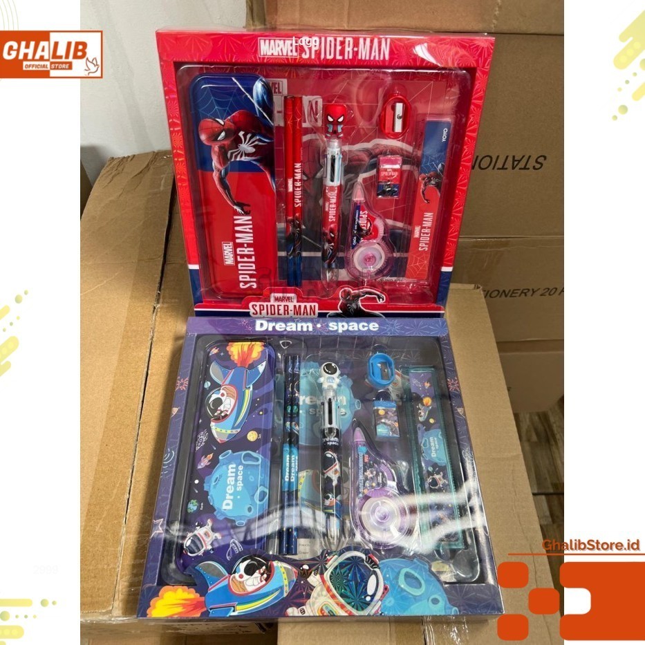 

Kotak Pensil Anak Set 7 in 1 Stationery Hadiah Anak Sekolah Sanrio Alat Tulis Set Kotak Pensil - COWOK 8IN1