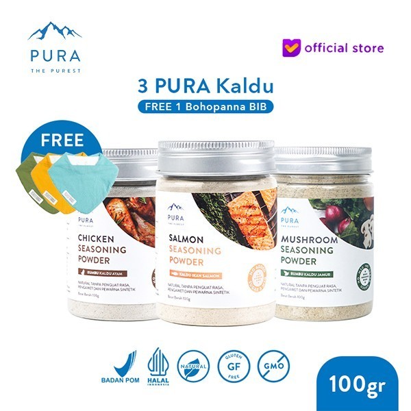 

AD Pura Kaldu Ayam Kampung, Sapi, Jamur & Salmon (100gr) 3 Pcs - No MSG - AyamSapiJamur, 2 Puramie