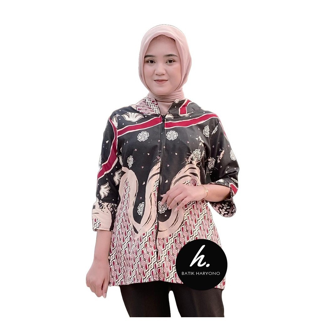 BATIK HARYONO Baju Wanita Blus Resleting Lengan 3/4 Seragam Kondangan Kerja