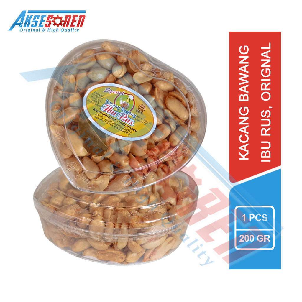 

Aksesoren Kacang Bawang Ibu Rus [Original/250gr] / Kacang Goreng Cemilan Gurih Asin / Kue Kering Toples Plastik Bening Love 250 Gram