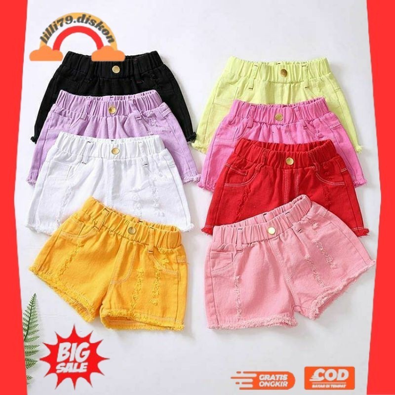 BEST SELLER ~Celana Hotpant Jeans Anak Cewek Import/Celana Pendek Jeans Anak Perempuan Umur 2tahun 3