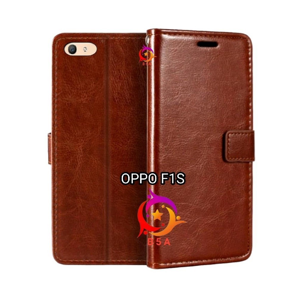 OPPO F1S Flip Cover Wallet Leather Casing Dompet Kulit ( Case Untuk F1S ) Slot Card Warna Hitam Mera