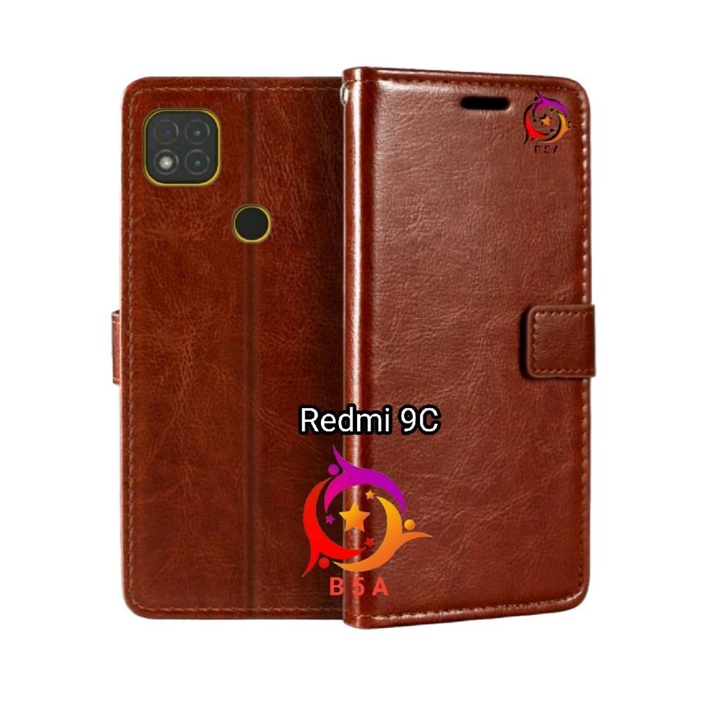 Case XIAOMI REDMI 9C Flip Cover Wallet Leather Casing Dompet Kulit ( Case REDMI 9C ) Slot Card Warna