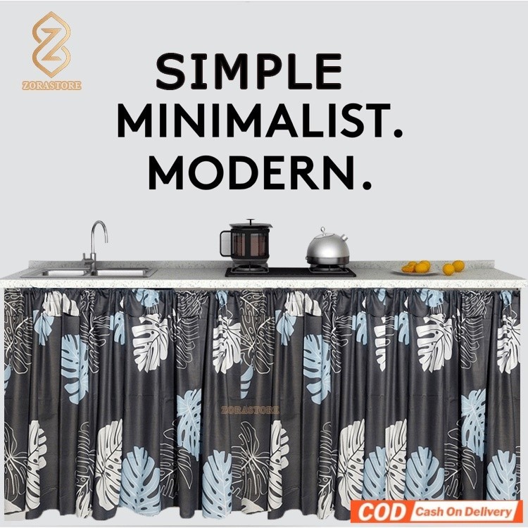 Gorden Tirai Kolong Meja Dapur poni Minimalis