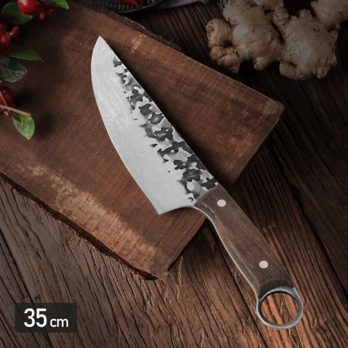 Pisau Dapur Daging Super Tajam Stainless Steel Hand Forged 35cm Original Import