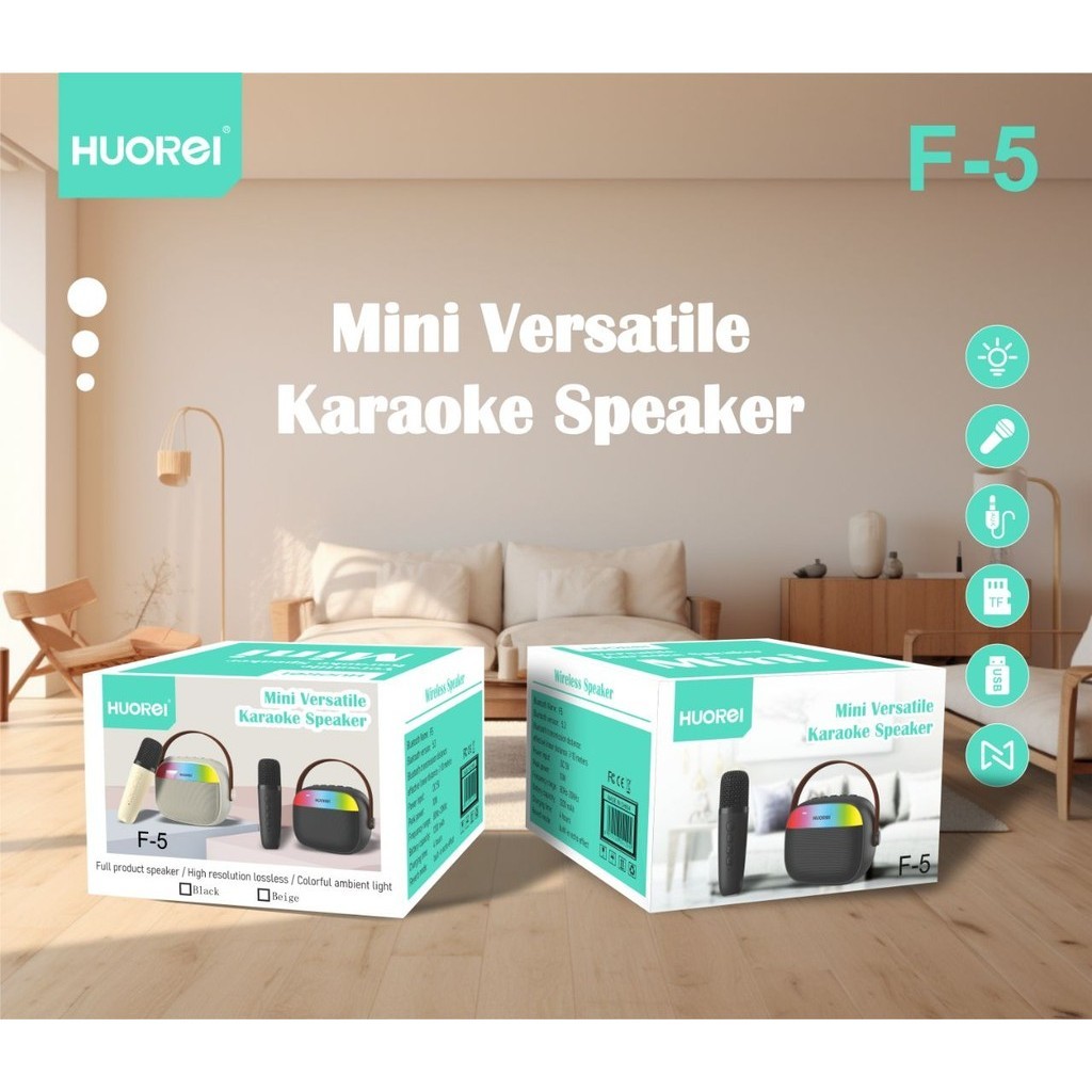HUOREI F5 Wireless Speaker Versatile Karaoke Speaker Bluetooth LED With Microphone