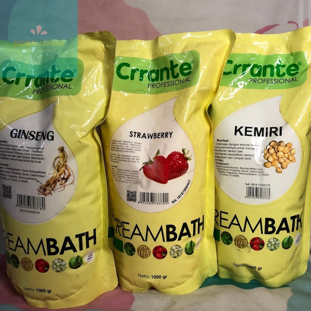 CRRANTE Refill Creambath 1000g / Ginseng / Kemirir / Strawberry / Creambath Refill Crrante / Perawat