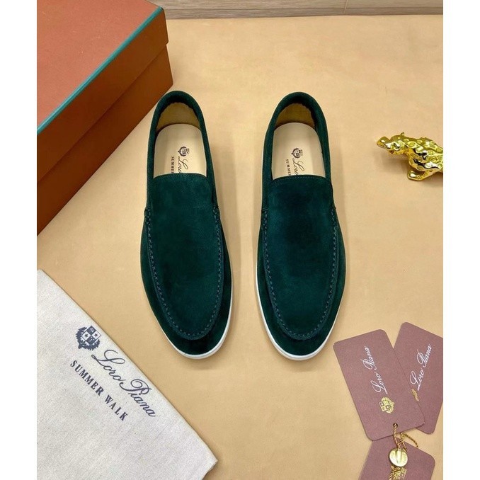 Loro Piana Summer Walk Loafers Sepatu Pria VVIP Quality Green