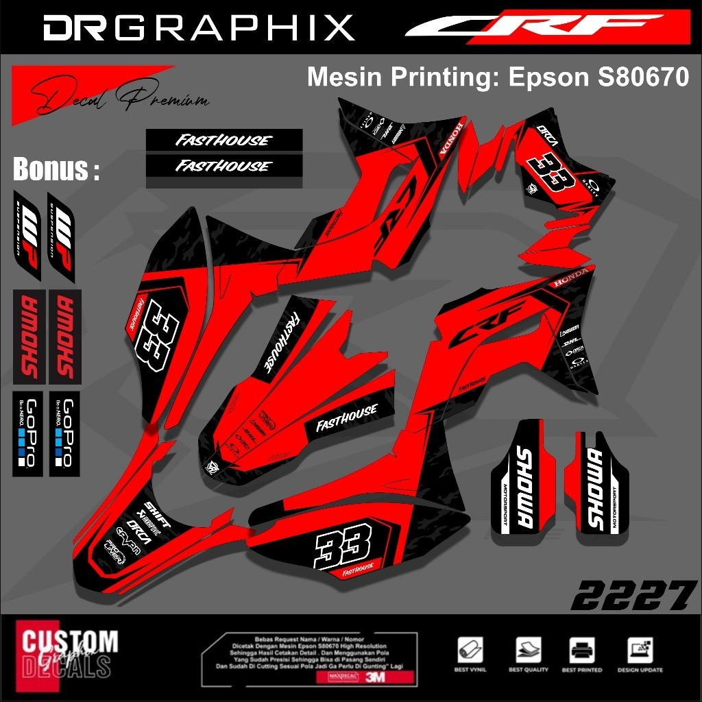 CRF 150 L /DECAL CUSTOM CRF 150 / STICKER DECAL CRF HITAM MERAH