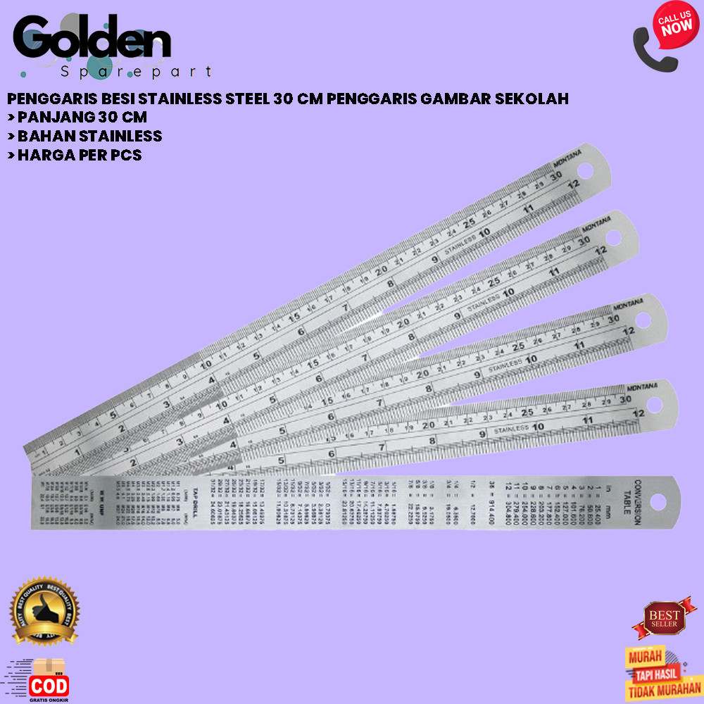 

PENGGARIS BESI STAINLESS STEEL 30 CM PENGGARIS GAMBAR SEKOLAH (GOLDEN)