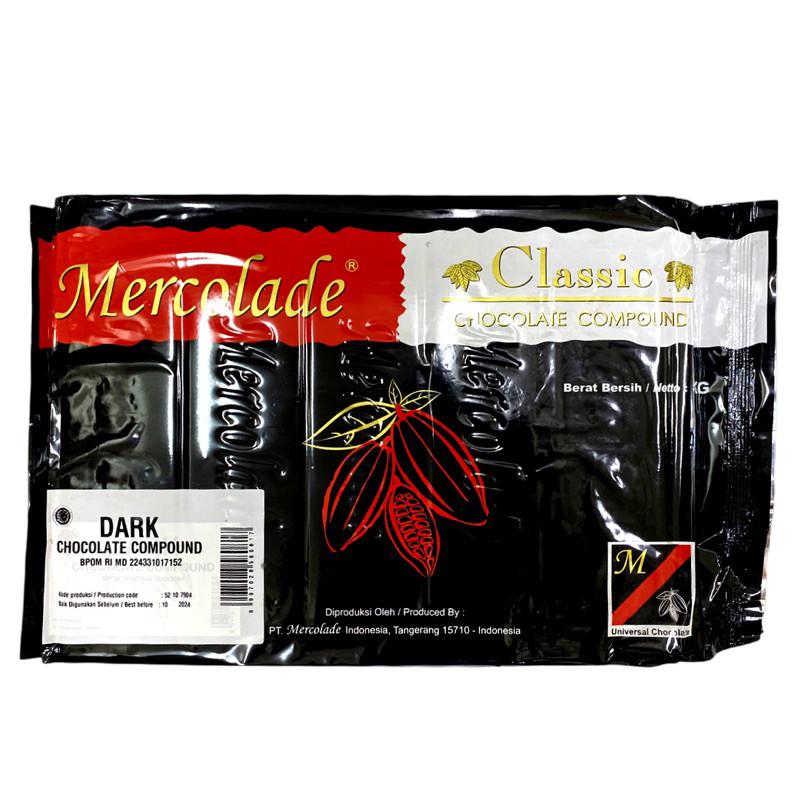 

Mercolade Classic Dark Chocolate Compound 1kg - Cokelat Compound Mercolade Clasik 1kg