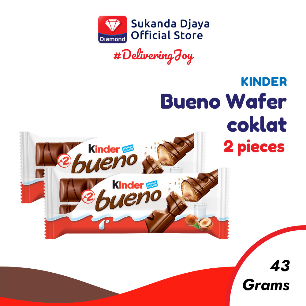 

Kinder Bueno Wafer Lapis Coklat Isi Krim Susu Lembut dan Hazelnut 43 g – Twin Pack