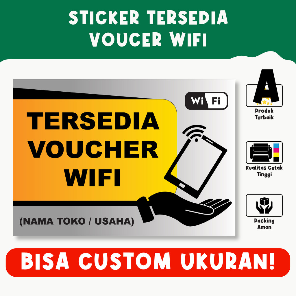 

Sticker Tersedia Voucher WiFi – Tahan Air, Vinyl Premium, Custom