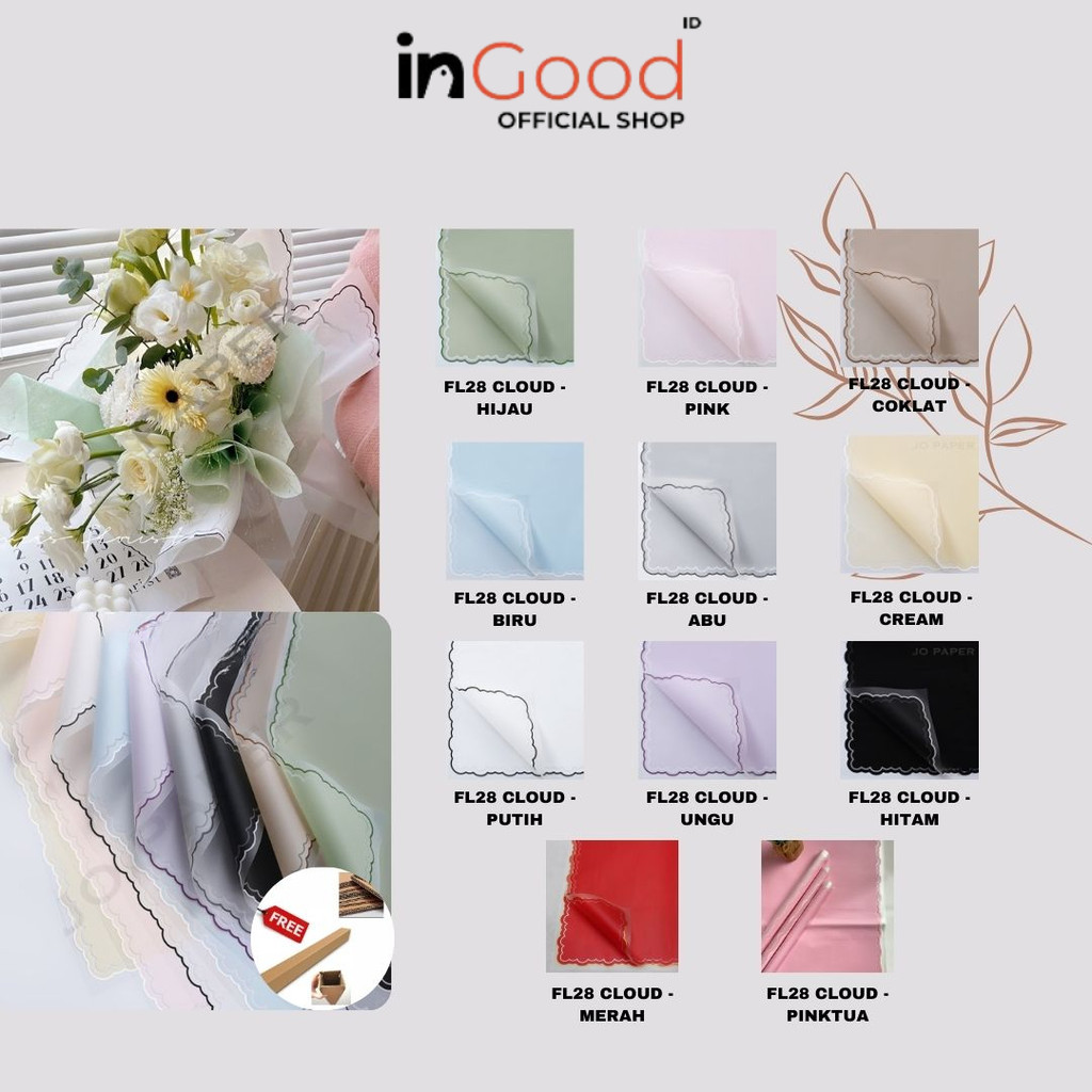 

IN GOOD - (5 LEMBAR) - FL28 CLOUD Kertas Bunga Paper Buket Motif Frame List Awan Cloud Kado Transparan Florist Cellophane