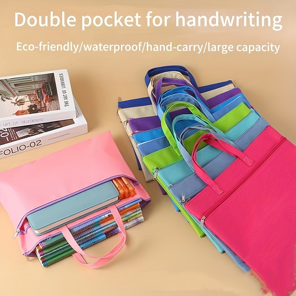 

A4 File Bag Portable Zipper Oxford Cloth Waterproof 8k Sketch Drawing Art Storage Bag Canvas Bag School Office Filing Products