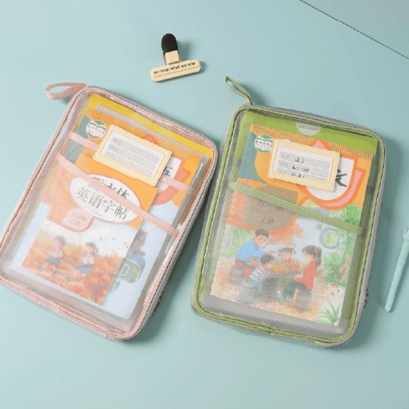 

Transparent Document Bag Stationery Storage Folder F-ile Mesh Zipper Pouch Zip File Folders School Office Supplies Stationary