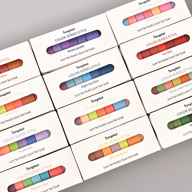 

8 Rolls Basic Grid Washi Tape Set Scrapbooking Washitape Journal Supplies Solid Color Masking Tape Decorative Adhesive Tape