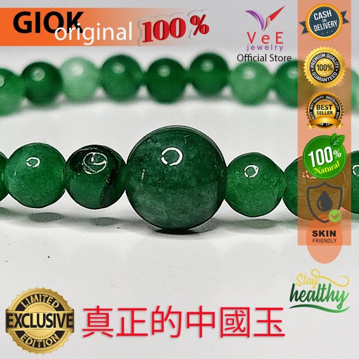 Gelang Tasbih 33 Butir Batu Giok Green Aventurine 6mm Cina Asli  Hijau
