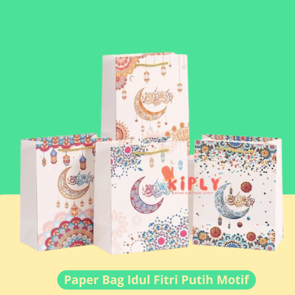 

Paper Bag Idul Fitri Putih Motif/Paper Bag Idul Fitri/Dekorasi Idul Fitri