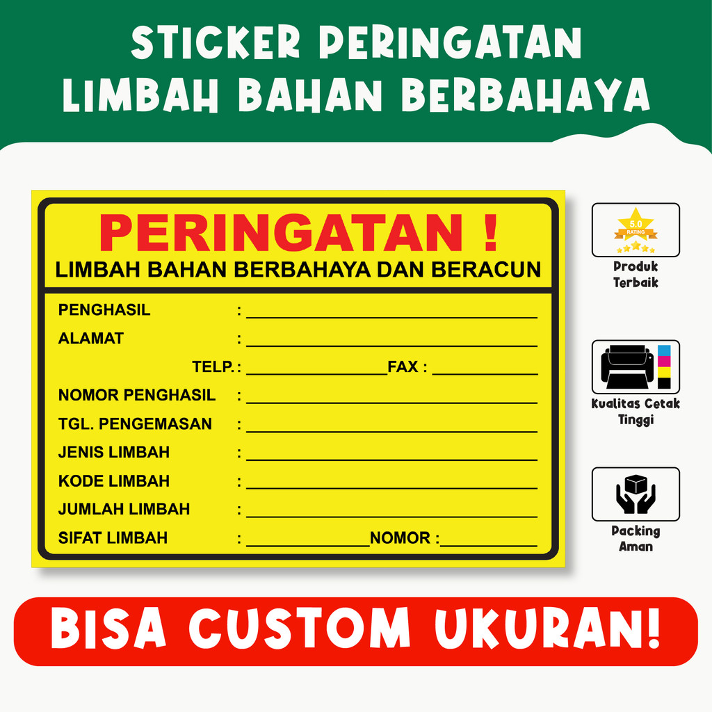 

Sticker Peringatan Limbah Bahan Berbahaya – Label Identifikasi, Bisa Custom Ukuran