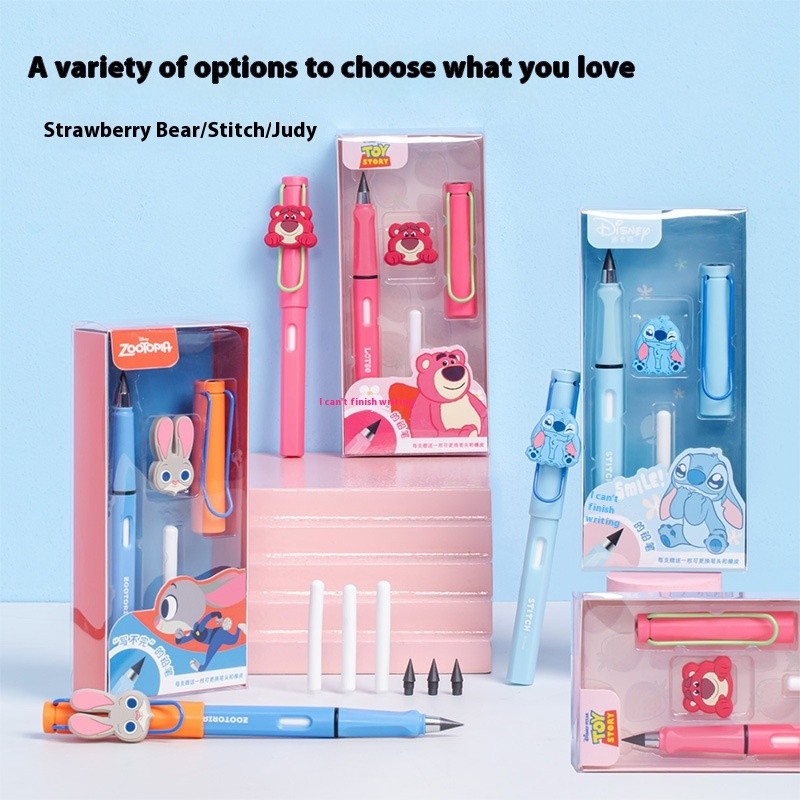 

Disney Stitch Eternal Pencil with Eraser - Cartoon Lotso Judy, Unlimited Writing, Kawaii School Supplies for Students