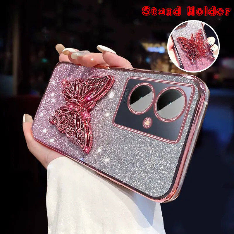 Untuk Xiaomi Redmi 13 13X 4G / Redmi 13C 4G Casing Ponsel Penutup belakang dengan dudukan kupu-kupu 