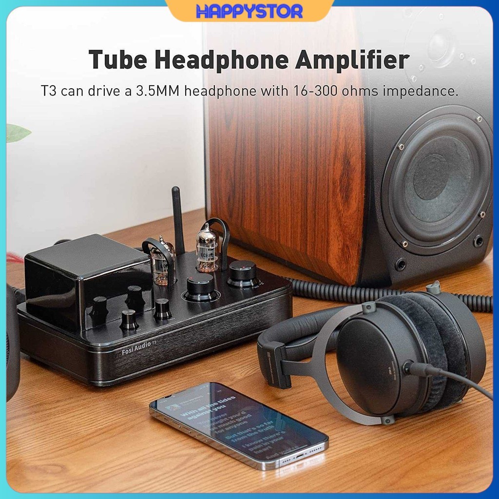 Amplifier Bluetooth 5.0 Headphone Port Vacuum Tube 50Wx2 - Fosi Audio T3