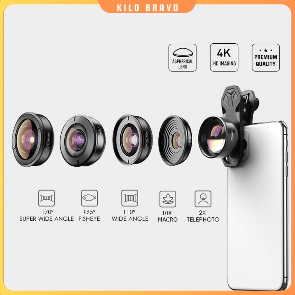 Lensa Kamera Smartphone Universal Clip 5 in 1 Lens - APEXEL APL-HB5