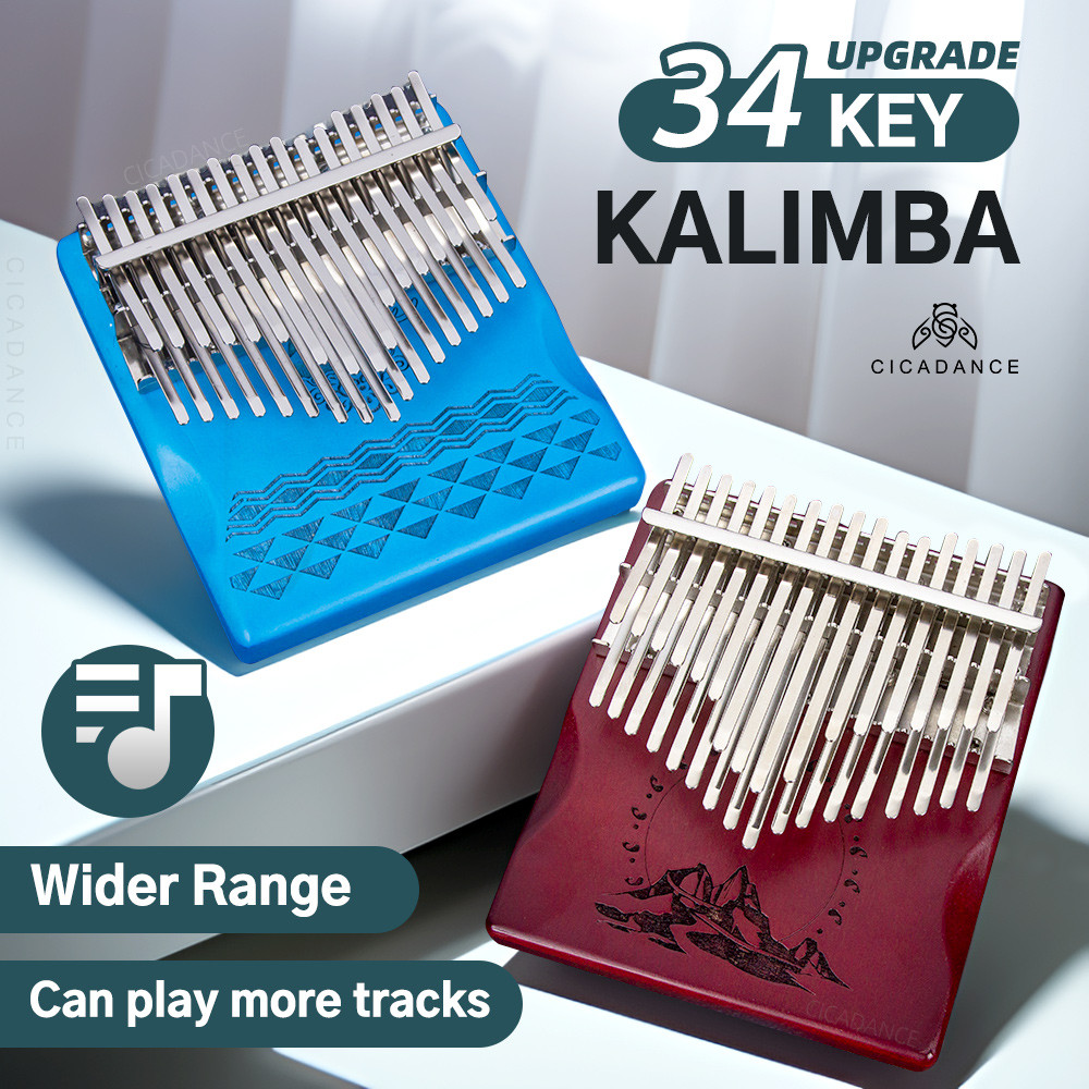Chromatic Kalimba 34 Keys Thumb Piano Flat Board Calimba With Case Learning Book Keyboard Musical In