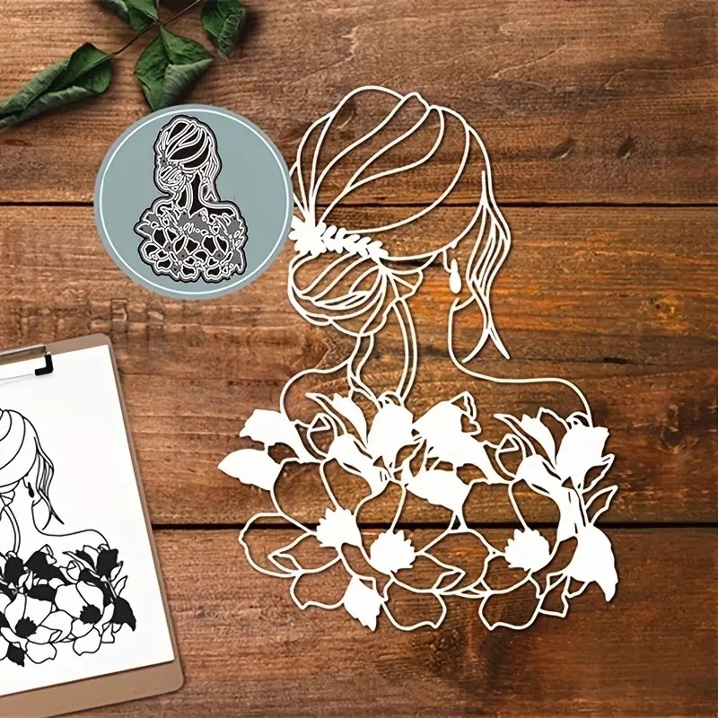 

1 Set Flowers Lady Pattern Die Cuts For Card Making, Cutting Dies Stencil For DIY Scrapbooking, Paper Embossing Folder Photo