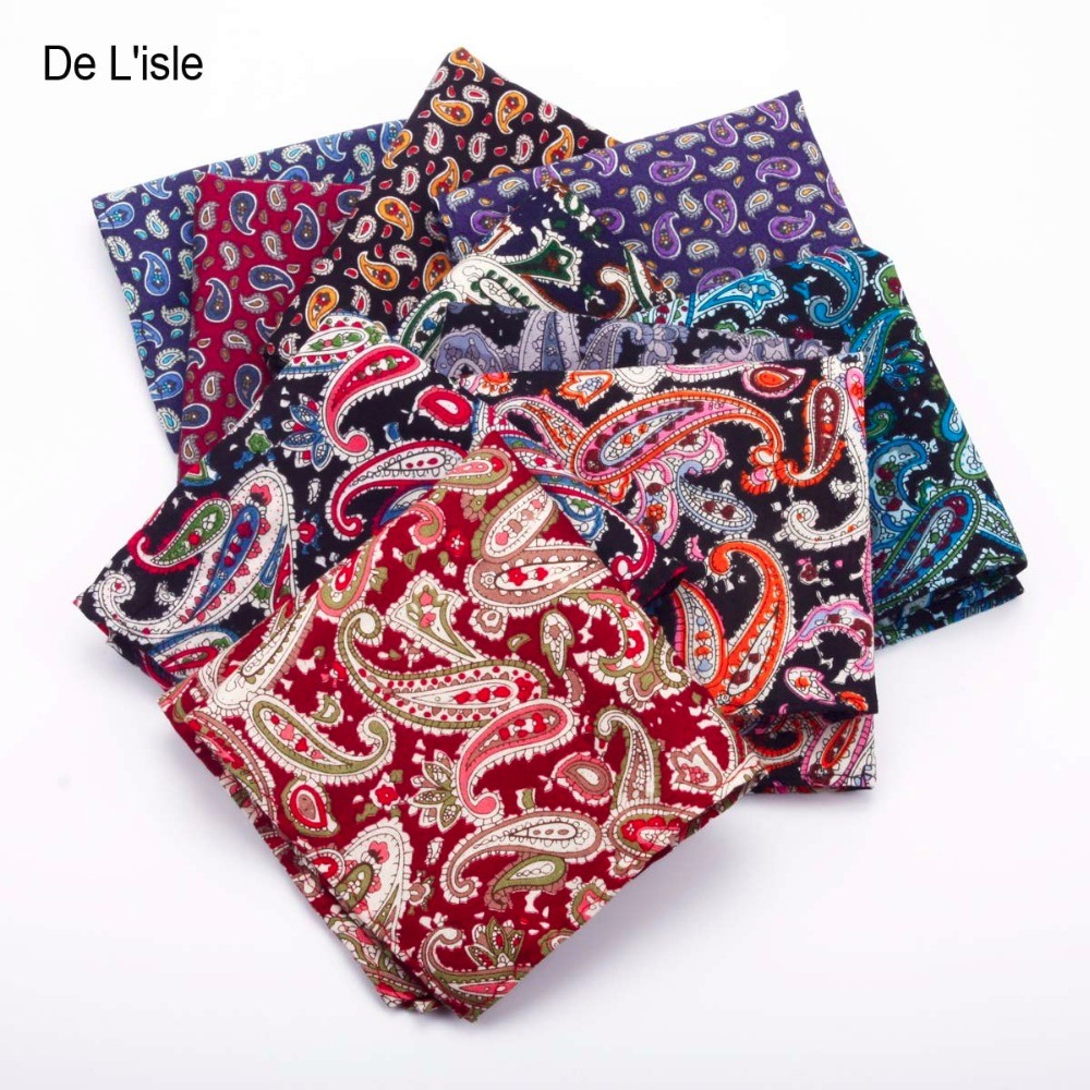 

100% Cotton Handmade Fashion Pocket Square Paisley Pattern Bandanna Pocket Hanky With Giftbox - Factory Outlet