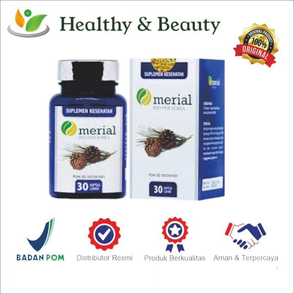 Merial Red Pine Korea - Isi 30/Kapsul Merial Obat Kolesterol - Merial Red Pine Korea 100% Original S