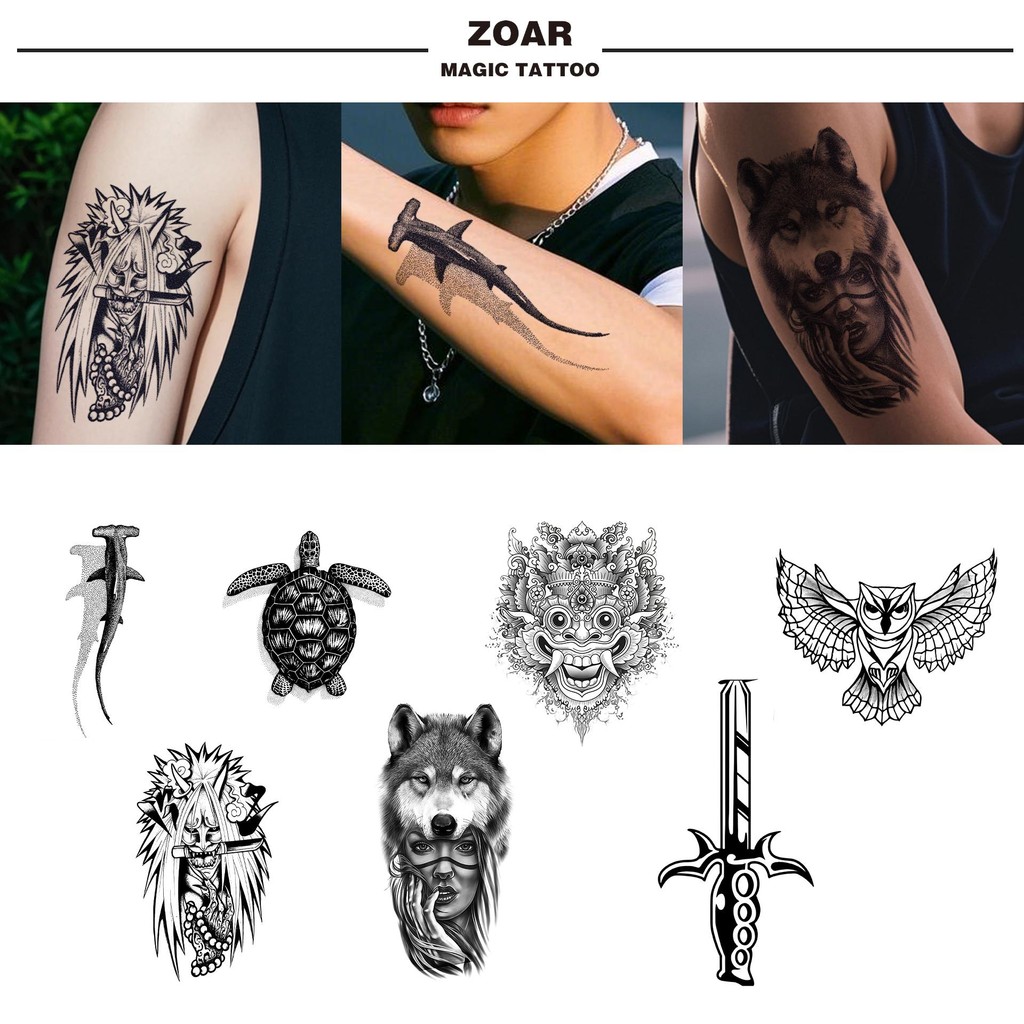 ZOAR-Y77 Stiker Tato Temporary Semi Permanen【hewan】Tahan lama Tattoo menempel dekorasi seni untuk pr