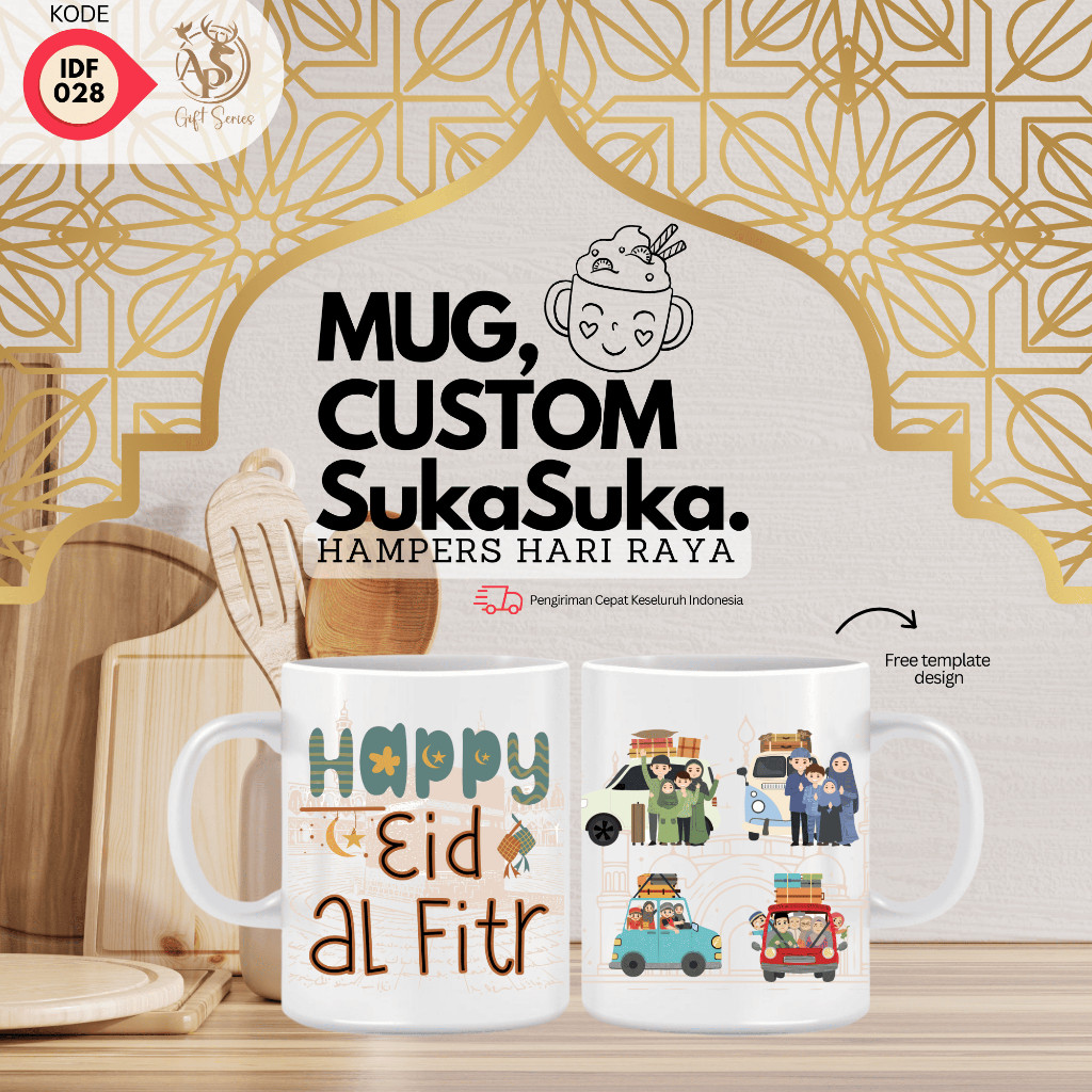 HAMPERS MUG GELAS CUSTOM DESIGN IDUL FITRI IDF 028