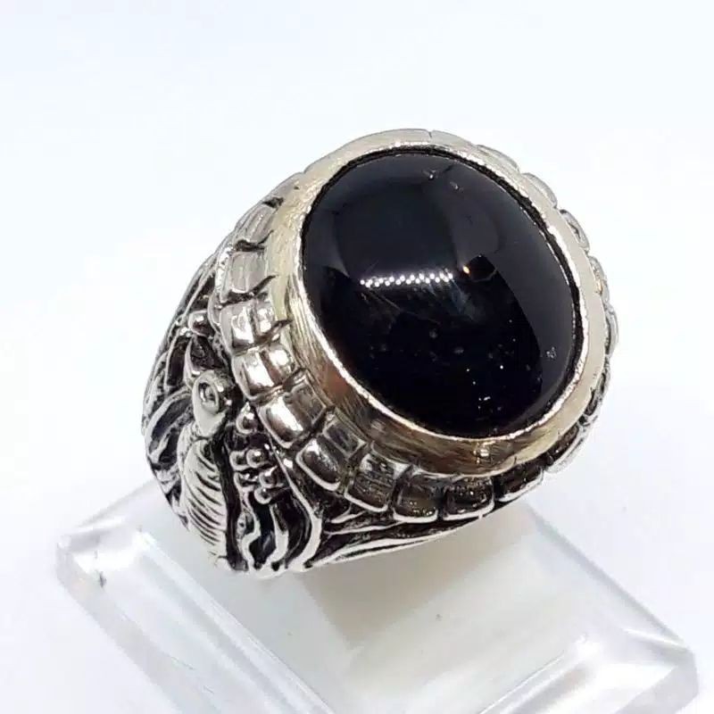 Natural kecubung teh kalimantan ring ukir