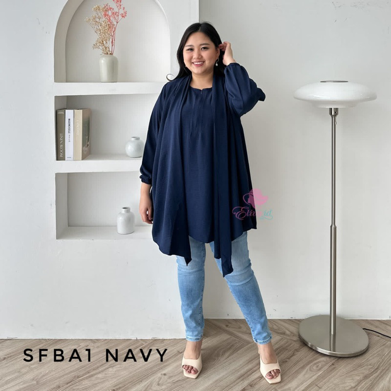 jumbo shifa blouse cardigan crinkle ld 130 dan 140 cm