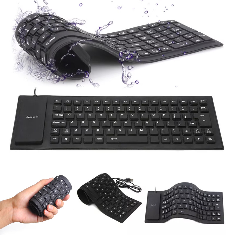 Portable Mini Keyboard 85 Keys Flexible Waterproof Soft Silicone Gaming Keyboard Laptop Foldable Wir