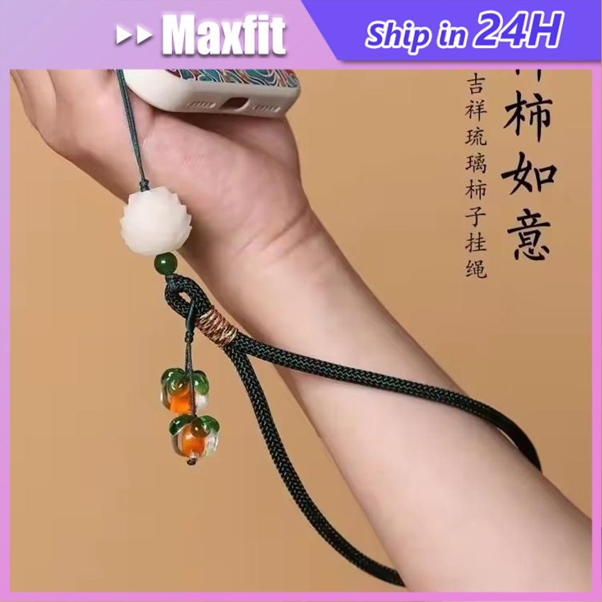 Gantungan Hp Persimmon Ruyi Strap Tali Gantungan Hp Lanyard Hp Pendek Motif Persimmon Lucu Aesthetic