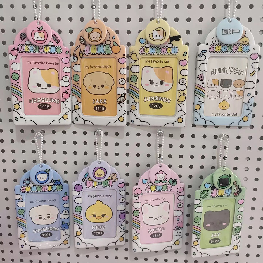 

1pcs Photocard Card Holder,3Inch Cartoon Card Binder with Chain Photo Protector Photo Card Album Sleeves Keychain Pendant