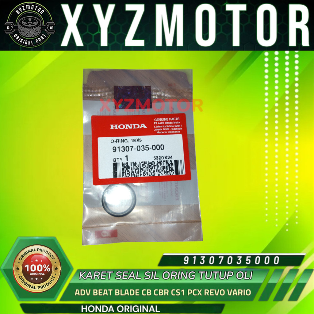 KARET SEAL SIL ORING TUTUP OLI MESIN ADV BEAT BLADE CB150R GENIO PCX AHM 91307-035-000