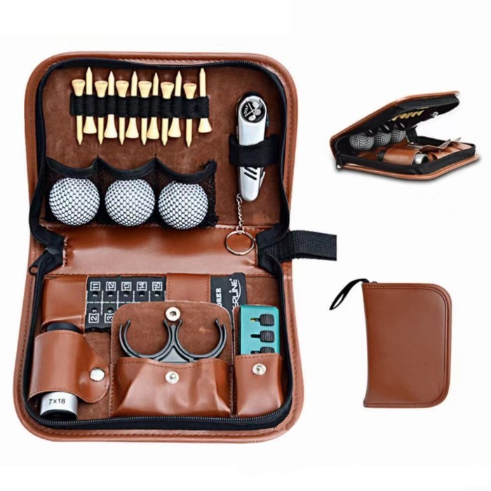 Leather Golf Accessories Pouch Bag QZ8663 Golf Multifunction Bag Golf Tool Kits Accessories Storage